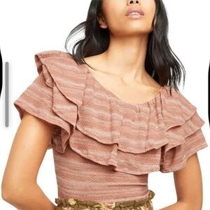 Free People Heirloom Tiered Ruffle Top Size XS